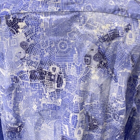 Au Noir Men’s Mirabeau Grid Pattern Button-Up Shirt  Light Blue - Picture 6 of 15